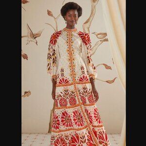 NWT FARM RIO Off-White Ainika Flowers Maxi Dress